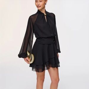 Commense Metal Detail Semi-Sheer Chiffon Mini Dress - NWT